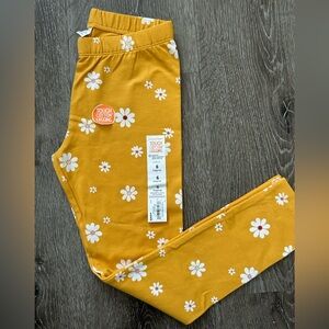 Girls' Yellow Daisy Cotton Leggings - Size 6